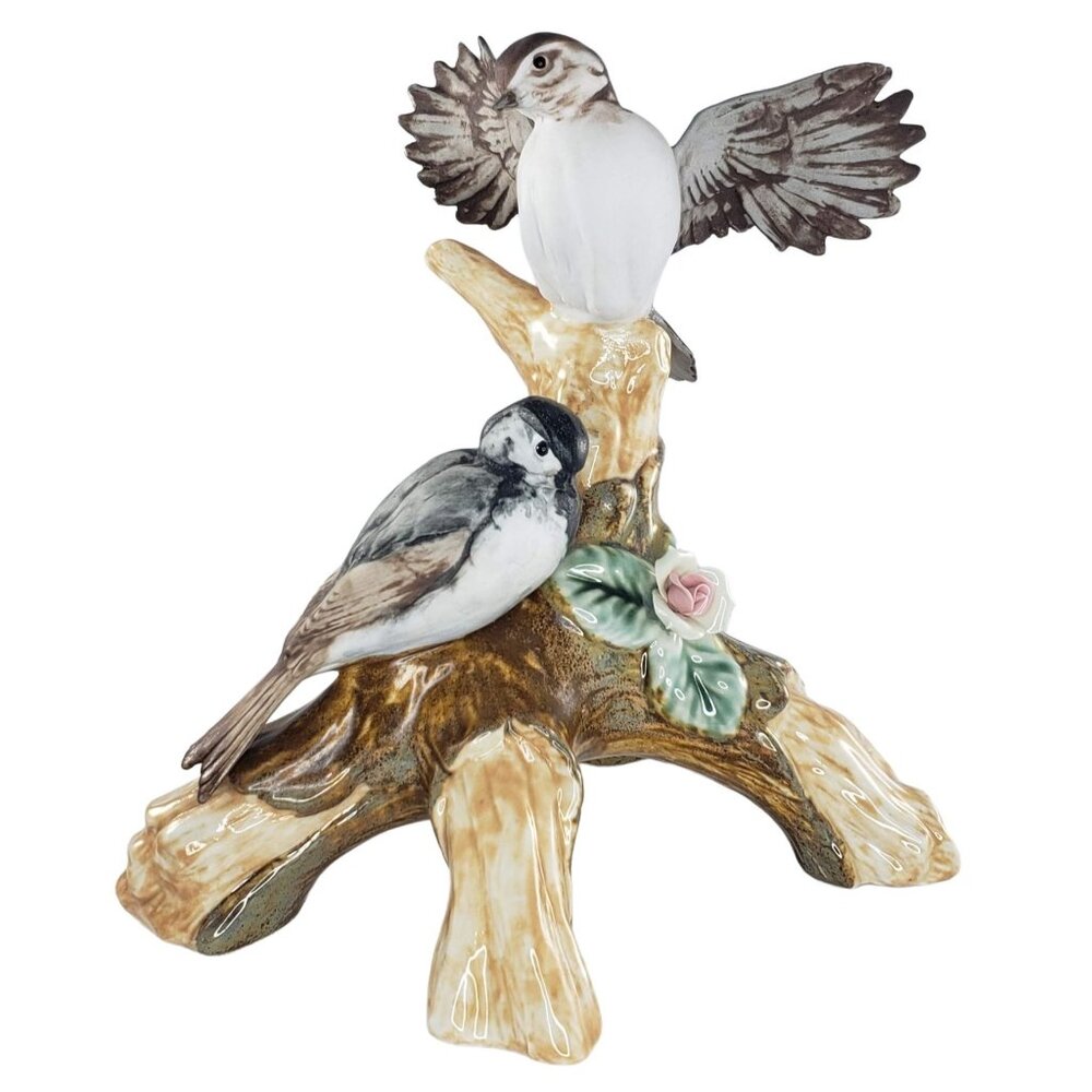 SP PS Spain Bird Figurine Vintage Handmade Chickadee Sparrow